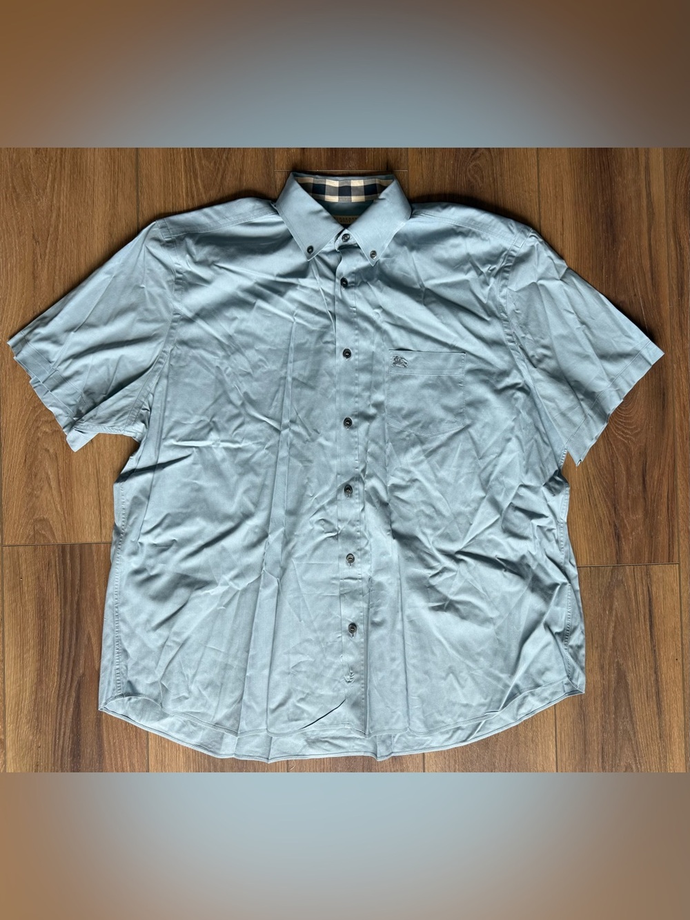 Burberry Blue  Short Sleeve Shirt Excellent Condition SZ XXL